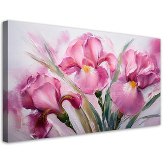 Canvastavla, Iris rosa målade blommor - (80x40)