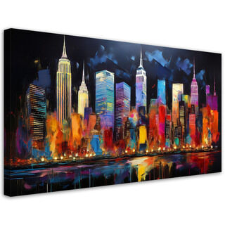 Canvastavla, New York City Arkitektur Färgrik - (80x40)