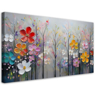 Canvastavla, Blommande träd färgglad natur - (100x50)