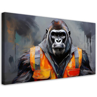Canvastavla, Gorilla Arbetare Abstraktion - (100x50)