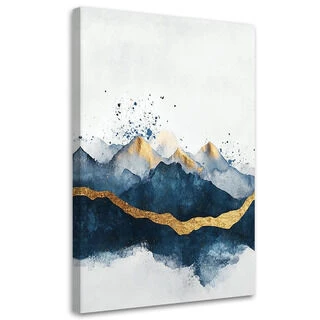 Canvastavla, Abstrakt guldblå ​​modern - (40x60)