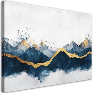 Canvastavla, Abstrakt guldblå ​​modern - (60x40)