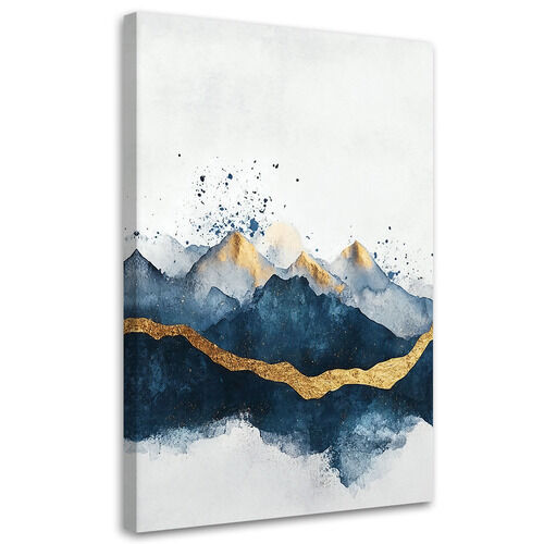 Canvastavla, Abstrakt guldblå ​​modern - (80x120)