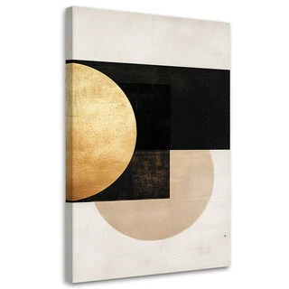 Canvastavla, Geometriskt abstrakt grått guld - (40x60)