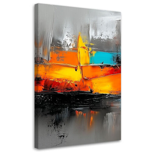 Canvastavla, Abstraktion färgrik på grå bakgrund - (40x60)
