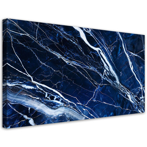 Canvastavla, Blå vit marmor textur - (80x40)
