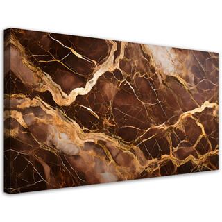 Canvastavla, Brun marmor med guld guld abstrakt - (120x60)