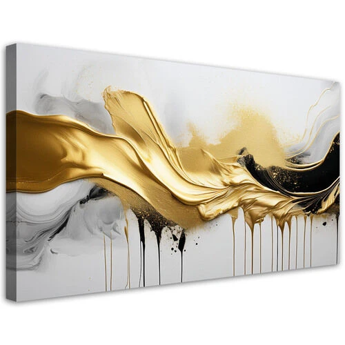 Canvastavla, Gyllene 3D abstraktion - (80x40)