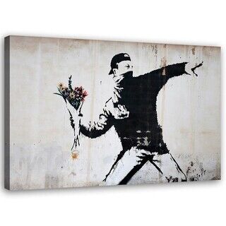 Canvastavla, Banksy Hooligan kastar en bukett blommor