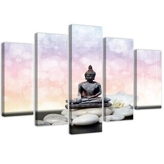 Canvastavla 5 delar, Zen Buddha stenar