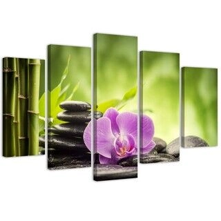 Canvastavla 5 delar, Orchid Zen stenar