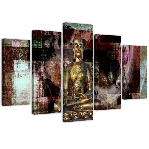 Canvastavla 5 delar, Buddha Gyllene Abstraktion