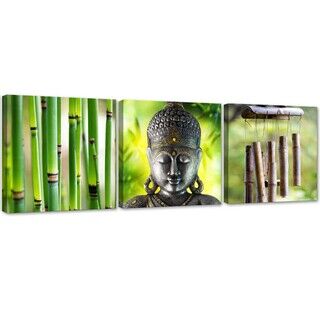 Canvastavla 3 delar, Buddha bambu