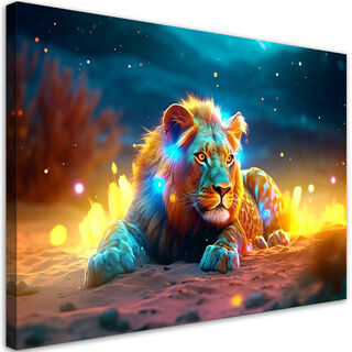 Canvastavla, Neon Lion Abstrakt Natur