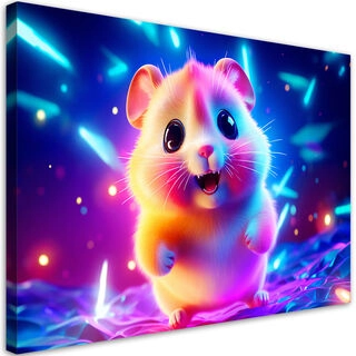 Canvastavla, Söt hamster neon