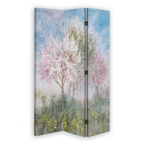 Rumsavdelare dubbelsidig roterbar, Ett blommande träd på den gamla ängen - (110x170)