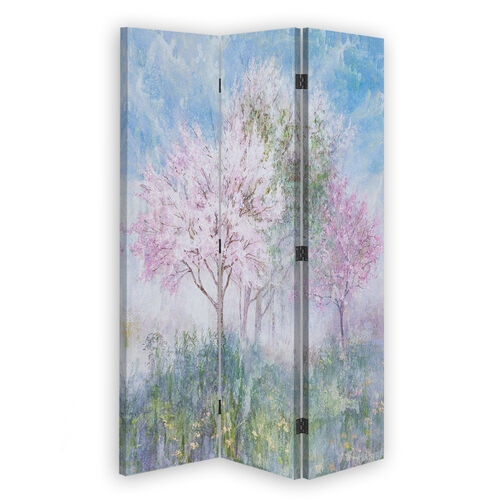 Rumsavdelare dubbelsidig roterbar, Ett blommande träd på ängen - (110x170)