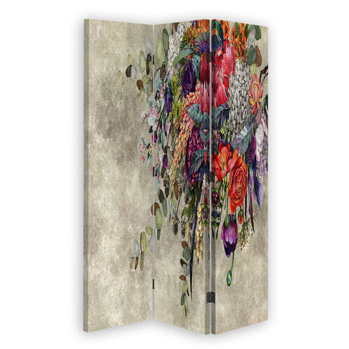 Rumsavdelare dubbelsidig roterbar, Bukett med blommor - (110x170)