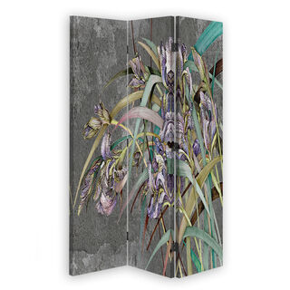 Rumsavdelare dubbelsidig roterbar, Irisblommor i vinden - (110x170)