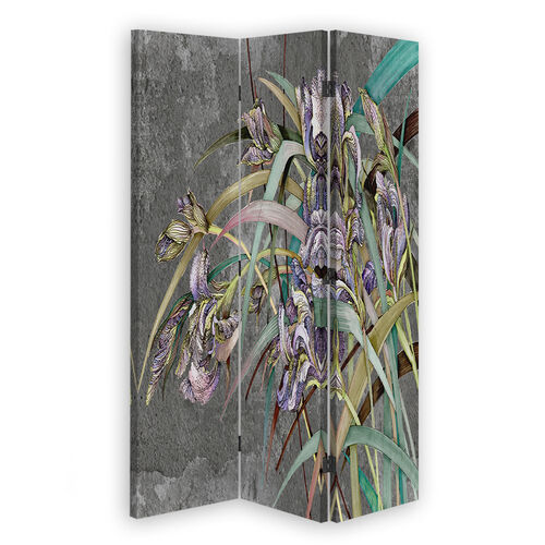 Rumsavdelare dubbelsidig roterbar, Irisblommor i vinden - (110x170)