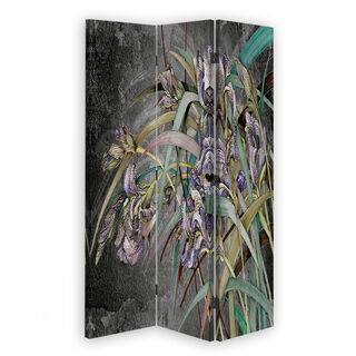 Rumsavdelare dubbelsidig roterbar, Irisblommor i vinden - (110x170)