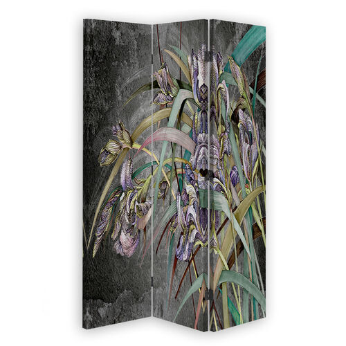 Rumsavdelare dubbelsidig roterbar, Irisblommor i vinden - (110x170)