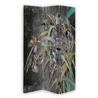 Rumsavdelare dubbelsidig roterbar, Irisblommor i vinden - (110x170)