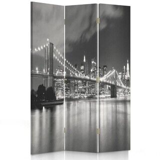 Rumsavdelare dubbelsidig roterbar, New York City Bridge Svart och vitt - (110x170)