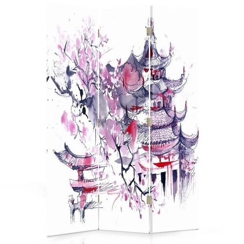 Rumsavdelare dubbelsidig roterbar, Japanskt rosa landskap - (110x170)