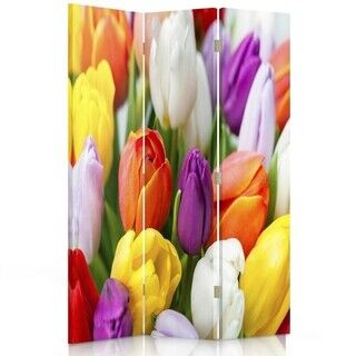 Rumsavdelare dubbelsidig roterbar, Färgglada tulpaner blommor - (110x170)