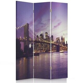 Rumsavdelare dubbelsidig roterbar, New York Manhattan solnedgång - (110x170)