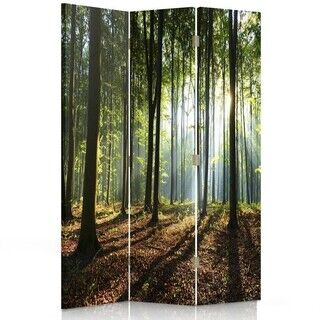 Rumsavdelare dubbelsidig roterbar, Grön skog och natur - (110x170)