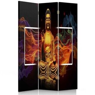 Rumsavdelare dubbelsidig roterbar, Buddha Guld Abstraktion - (110x170)