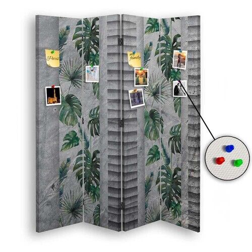 Rumsavdelare dubbelsidig PIN IT, Monstera blad natur - (145x170)