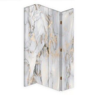 Rumsavdelare Dubbelsidig roterbar, Guld marmor sten - (145x170)