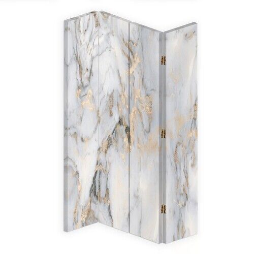 Rumsavdelare Dubbelsidig roterbar, Guld marmor sten - (145x170)