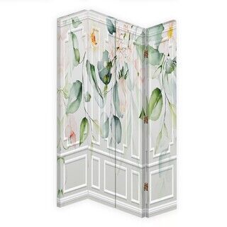 Rumsavdelare Dubbelsidig roterbar, Gröna blad blommor - (145x170)