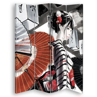 Rumsavdelare Dubbelsidig roterbar, Geisha med solfjäder - (145x170)