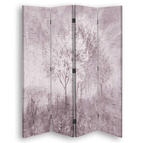 Rumsavdelare Dubbelsidig roterbar, Ett blommande träd på ängen Gammalt svartvitt - (145x170)