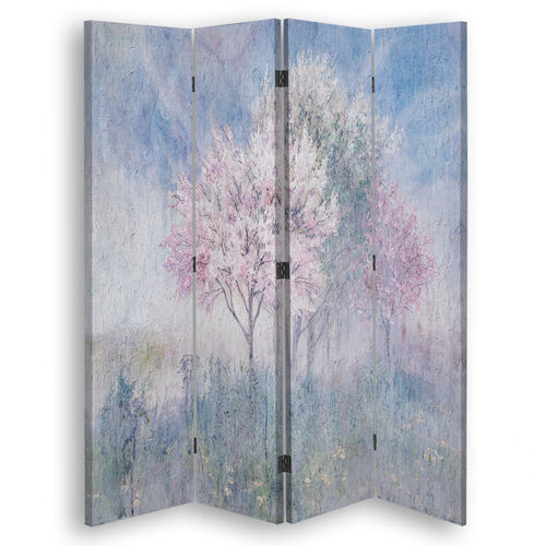 Rumsavdelare Dubbelsidig roterbar, Ett blommande träd på den gamla ängen bleknat - (145x170)