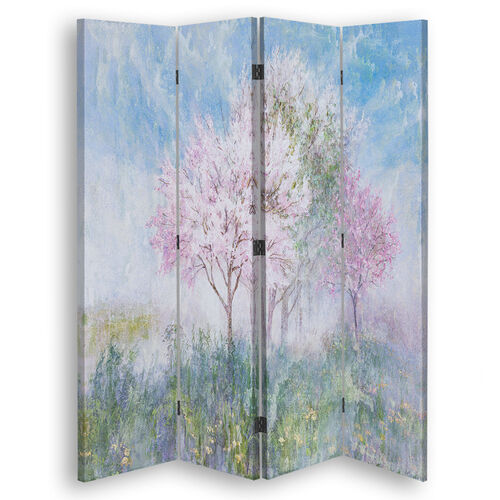 Rumsavdelare Dubbelsidig roterbar, Ett blommande träd på ängen - (145x170)