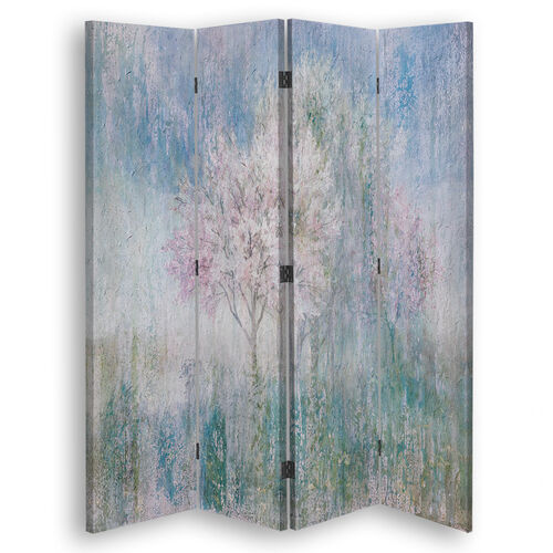 Rumsavdelare Dubbelsidig roterbar, Ett blommande träd på ängen gammalt och smutsigt - (145x170)