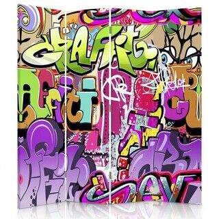 Rumsavdelare Dubbelsidig roterbar, Graffiti Abstraktion - (145x170)