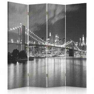 Rumsavdelare Dubbelsidig roterbar, New York City Bridge Svart och vitt - (145x170)