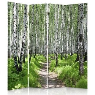 Rumsavdelare Dubbelsidig roterbar, Björkskog natur - (145x170)