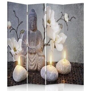 Rumsavdelare Dubbelsidig roterbar, Buddha ZEN-blomma - (145x170)