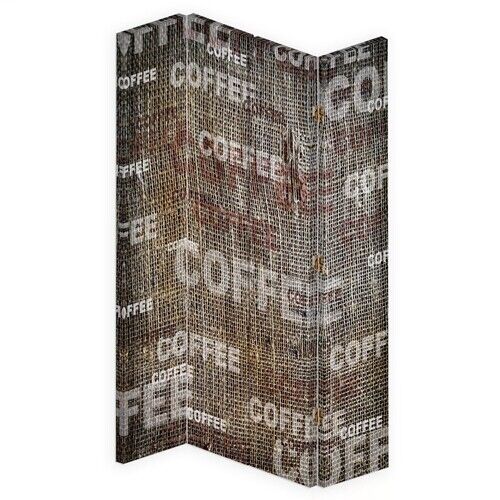 Rumsavdelare Dubbelsidig roterbar, Kaffe Vintage Retro Inskription - (145x170)