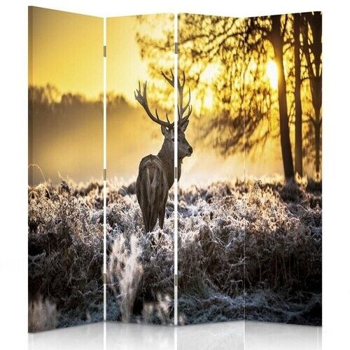 Rumsavdelare Dubbelsidig roterbar, Hjort solnedgång natur - (145x170)