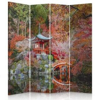 Rumsavdelare Dubbelsidig roterbar, Japansk trädgård - (145x170)