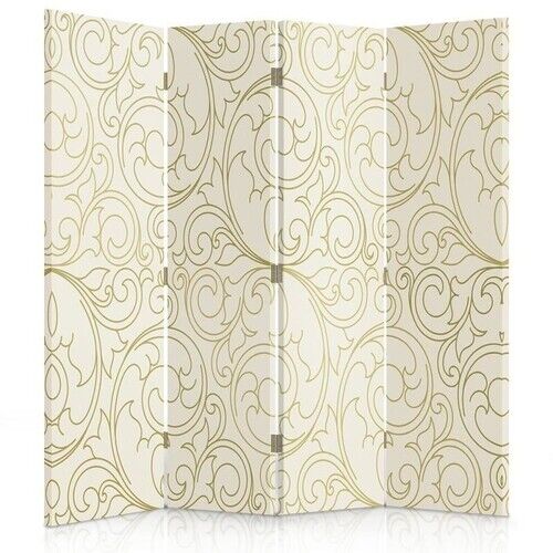 Rumsavdelare Dubbelsidig roterbar, Beige mönster - (145x170)